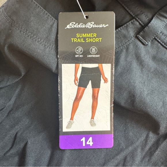 Eddie Bauer Summer Trail Shorts Black UPF 30+ Size 14 NWT Nylon Spandex Cargo - Picture 9 of 11